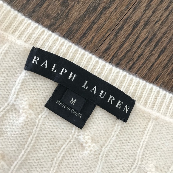 Ralph Lauren Sz M Cable Knit Cashmere Sweater - Picture 3 of 8